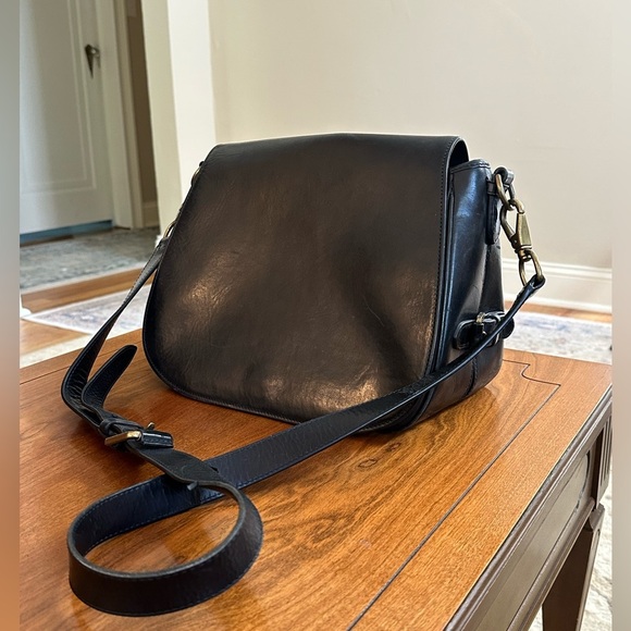 Vintage Polo Ralph Lauren Black Leather Satchel Bag with Gold Hardware - Picture 1 of 15